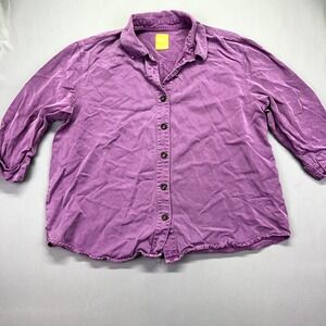 Pulp Shirt Women's Size XL Button Front Roll Tab Purple Denim‎ Cottagecore